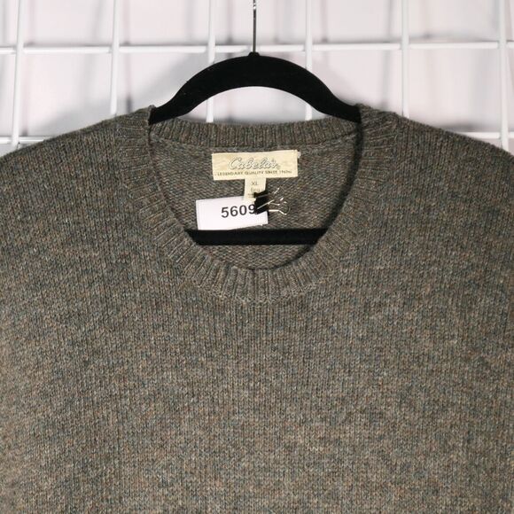Cabela's Mens XL Marled Green Gray Wool Blend Sweater Holiday Ski Oversized - Picture 2 of 7